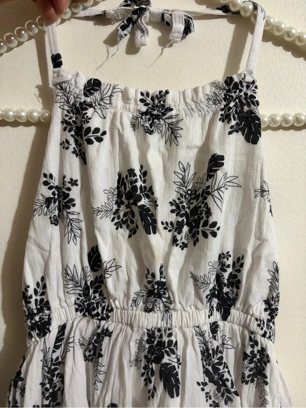 Janie and Jack White Dress with Black Floral Print